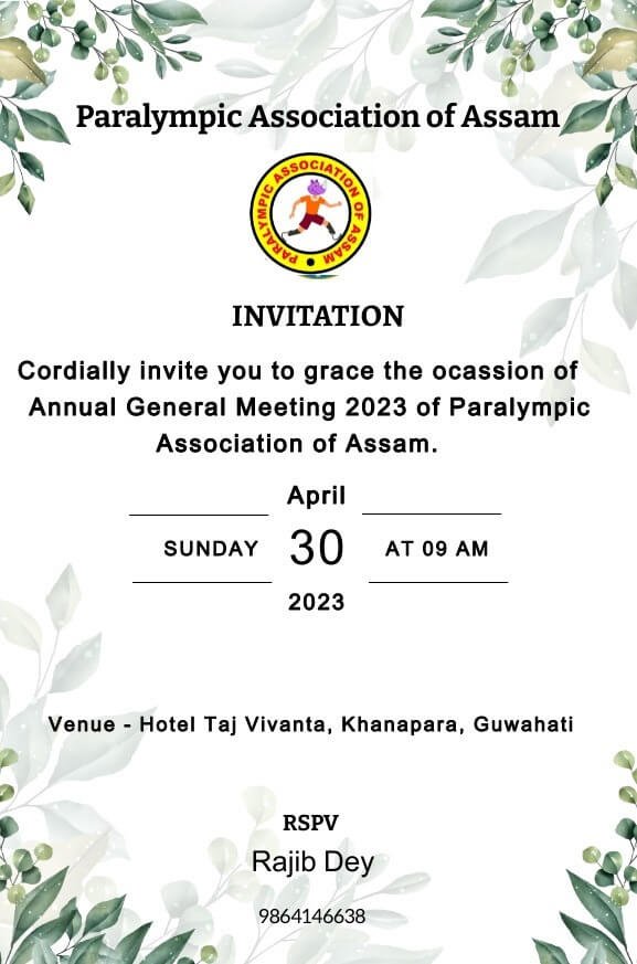 Annual General Meeting 2023 of Paralympic Association of Assam on 30 April 2023