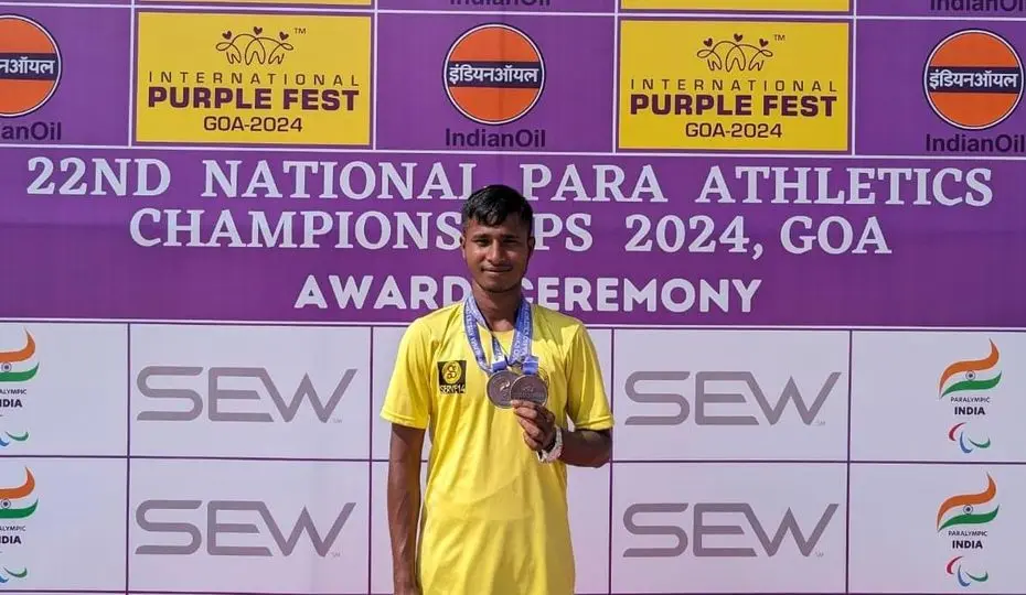 Ababil Ali of Assam has Won Two Silver Medals in 100mtrs Run & Long Jump in Men T 42 category