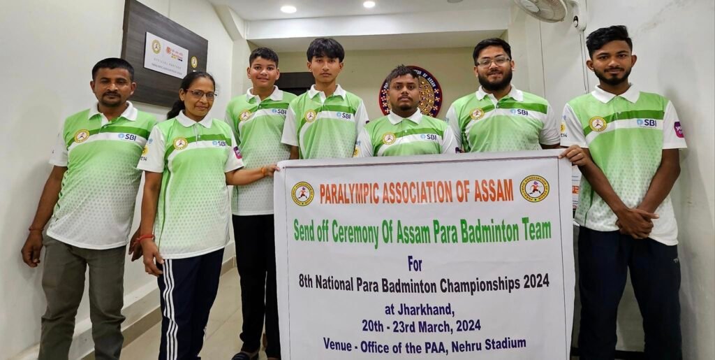 08 Members Assam Para Badminton Team went to Tata Nagar Jharkhand today to take part in 8th National Para Badminton Championships 2024