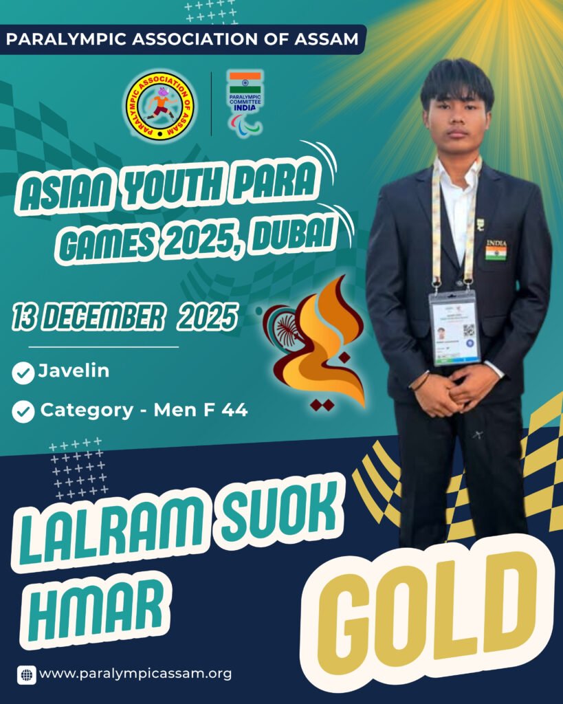 Lalram Suok Hmar Wins Gold in Javelin F-44 Men category at Asian Youth Para Games, Dubai 2025