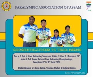 Assam Para Swimmers Shine at 26th Junior & Sub Junior National Para Swimming Championships 2026